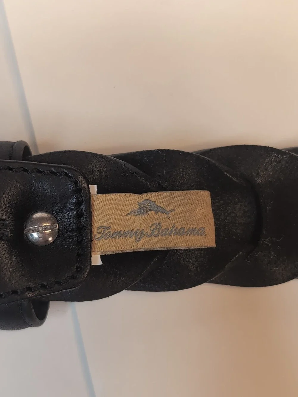 Tommy Bahama Black Braided leather Belt. Size 36